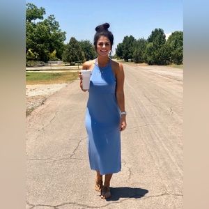 Blue cutout maxi dress
